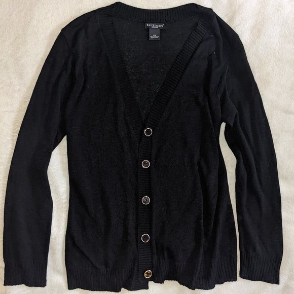 WOMEN'S Black Cardigan Long Sleeve Button Up Down Bay Studio Petite S Small - Picture 1 of 4